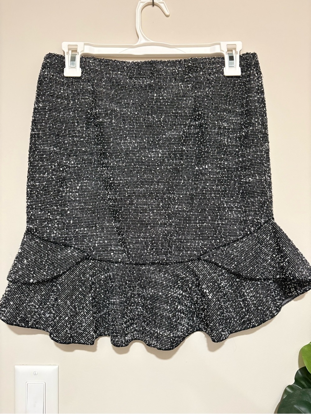 ASOS Black Tweed Ruffle-Hem Mini Skirt - Picture 3 of 3